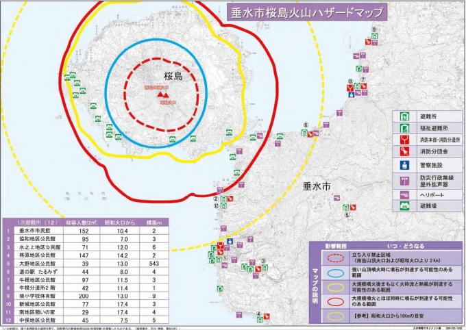 桜島火山ハザードマップ2