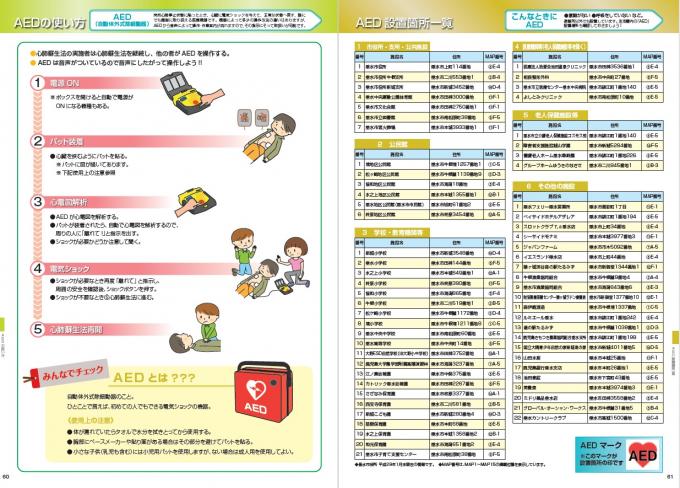 P60~61AEDの使い方・設置箇所一覧